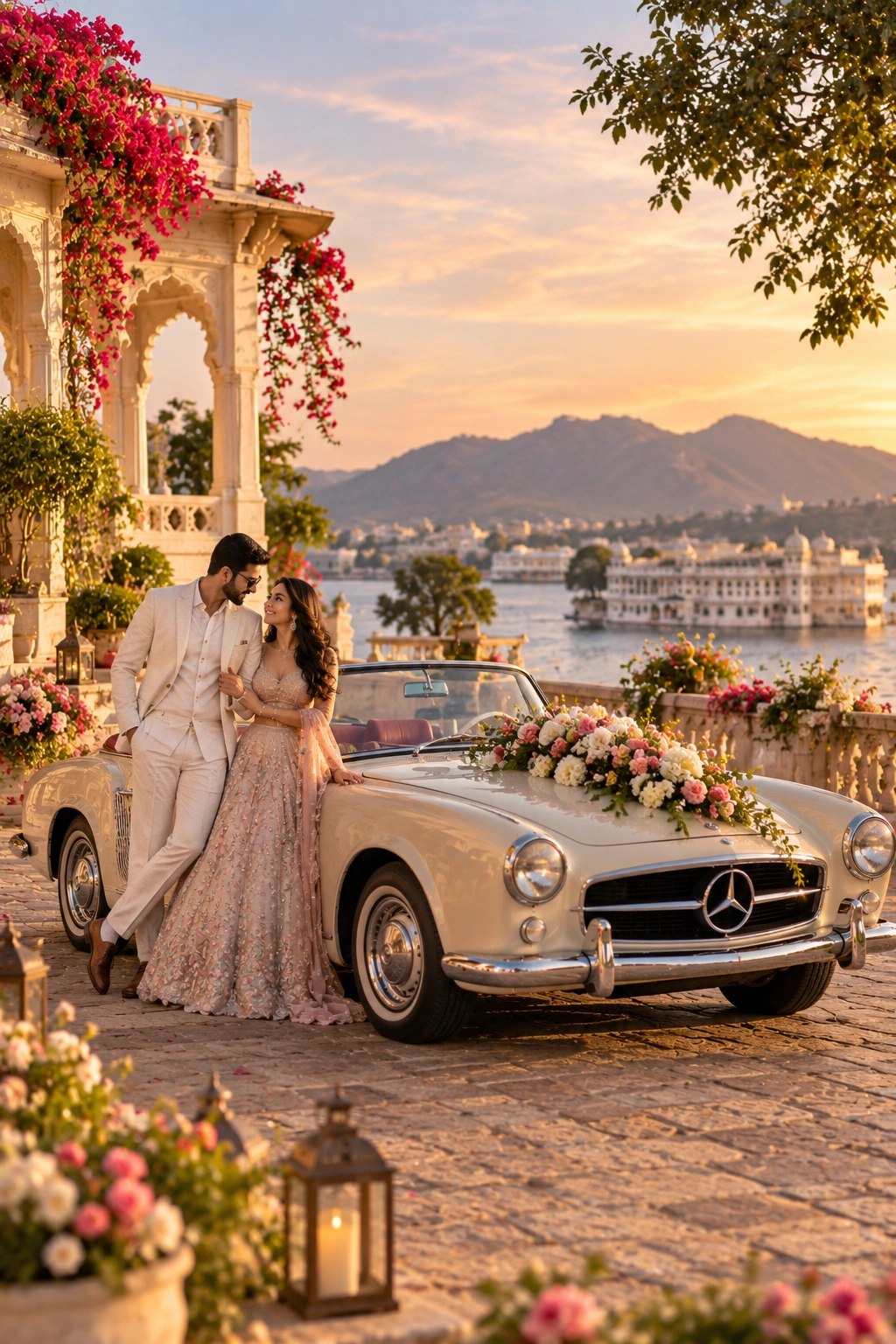 Wedding car for pre wedding photoshoot in Udaipur